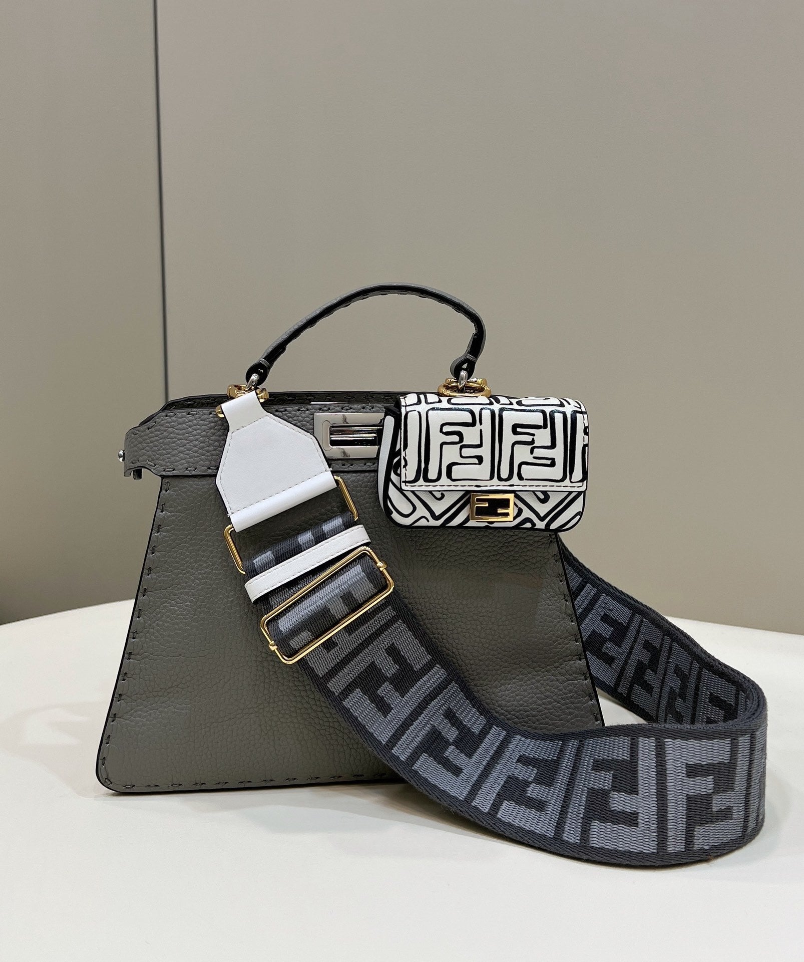 FENDI Peekaboo Small Leather Handbag