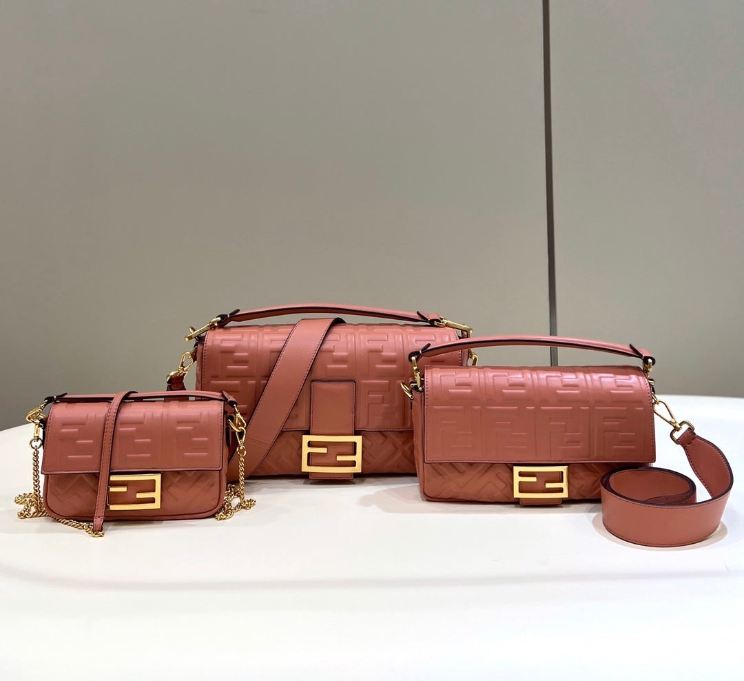 FENDI Mini Baguette Shearling Handbag