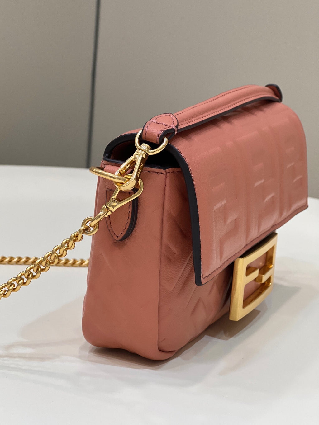FENDI Mini Baguette Shearling Handbag