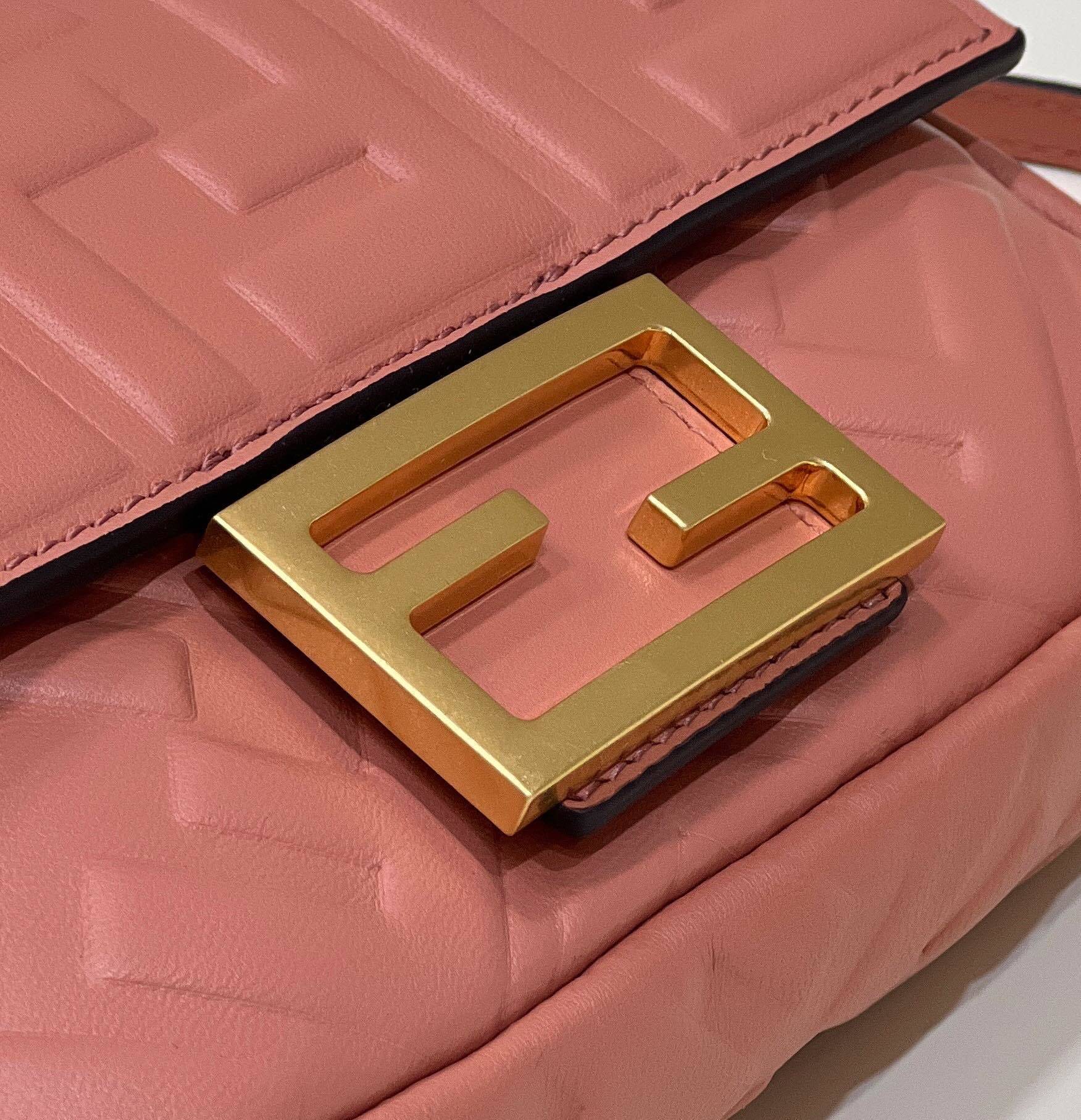FENDI Mini Baguette Shearling Handbag