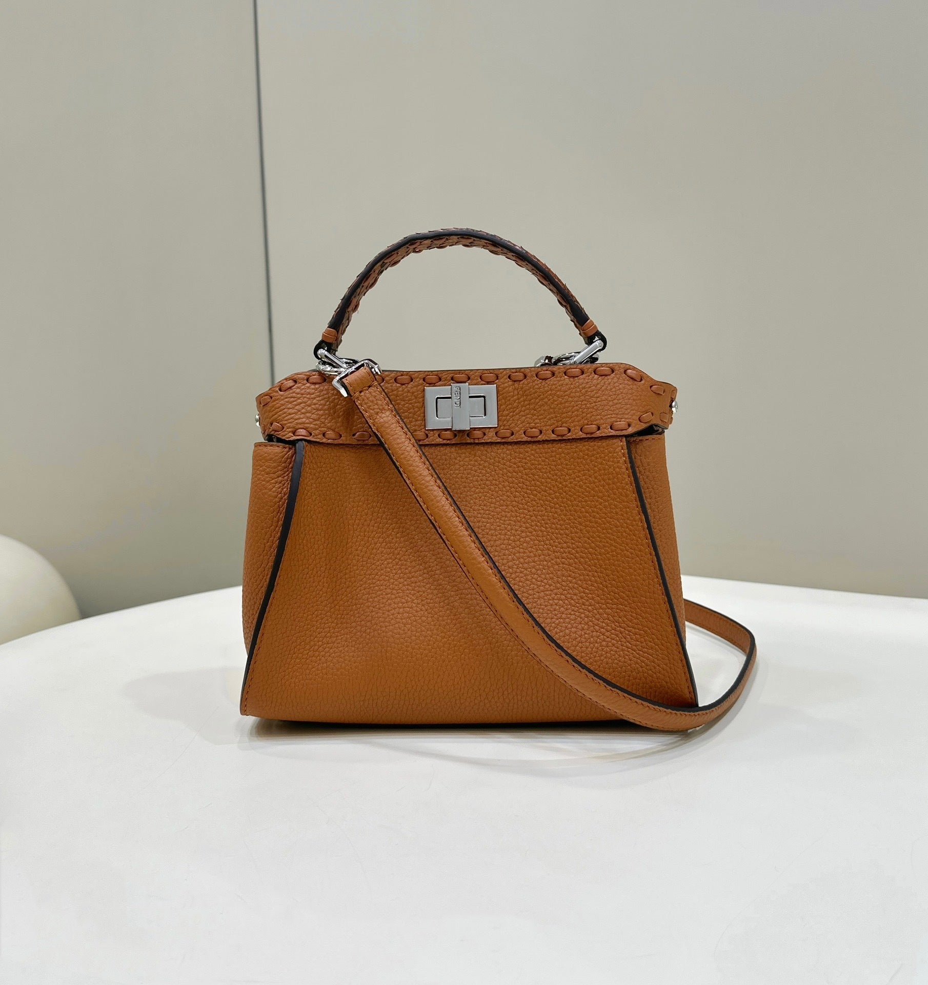 FENDI Peekaboo Leather Handbag