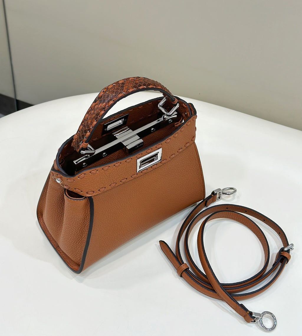 FENDI Peekaboo Leather Handbag