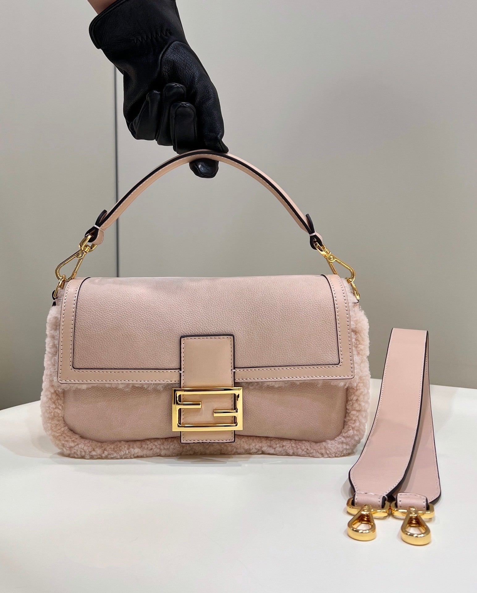 FENDI Baguette Shearling Handbag
