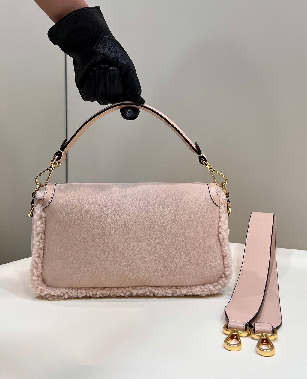 FENDI Baguette Shearling Handbag