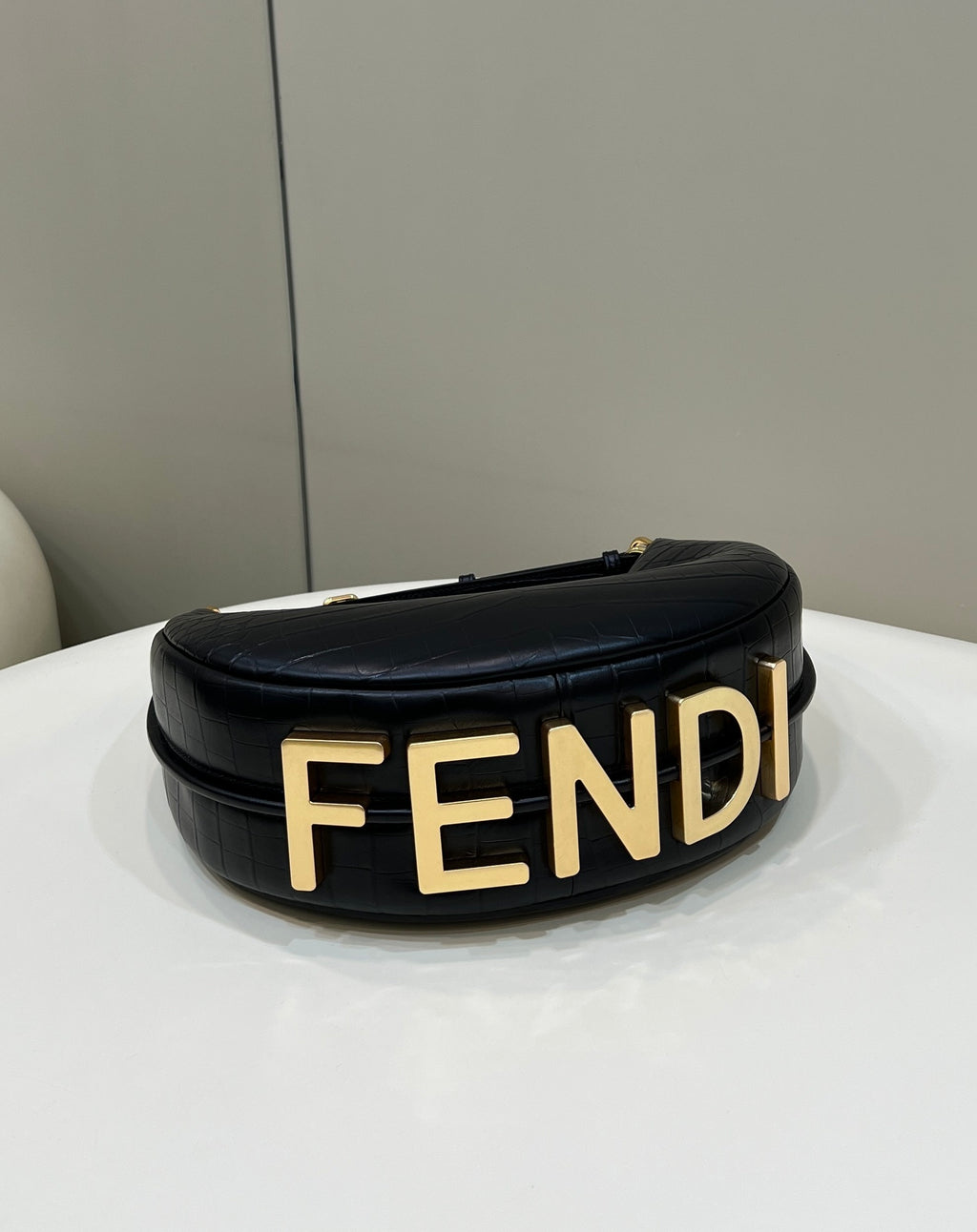 FENDI Fendigraphy Croc-Embossed Handbag