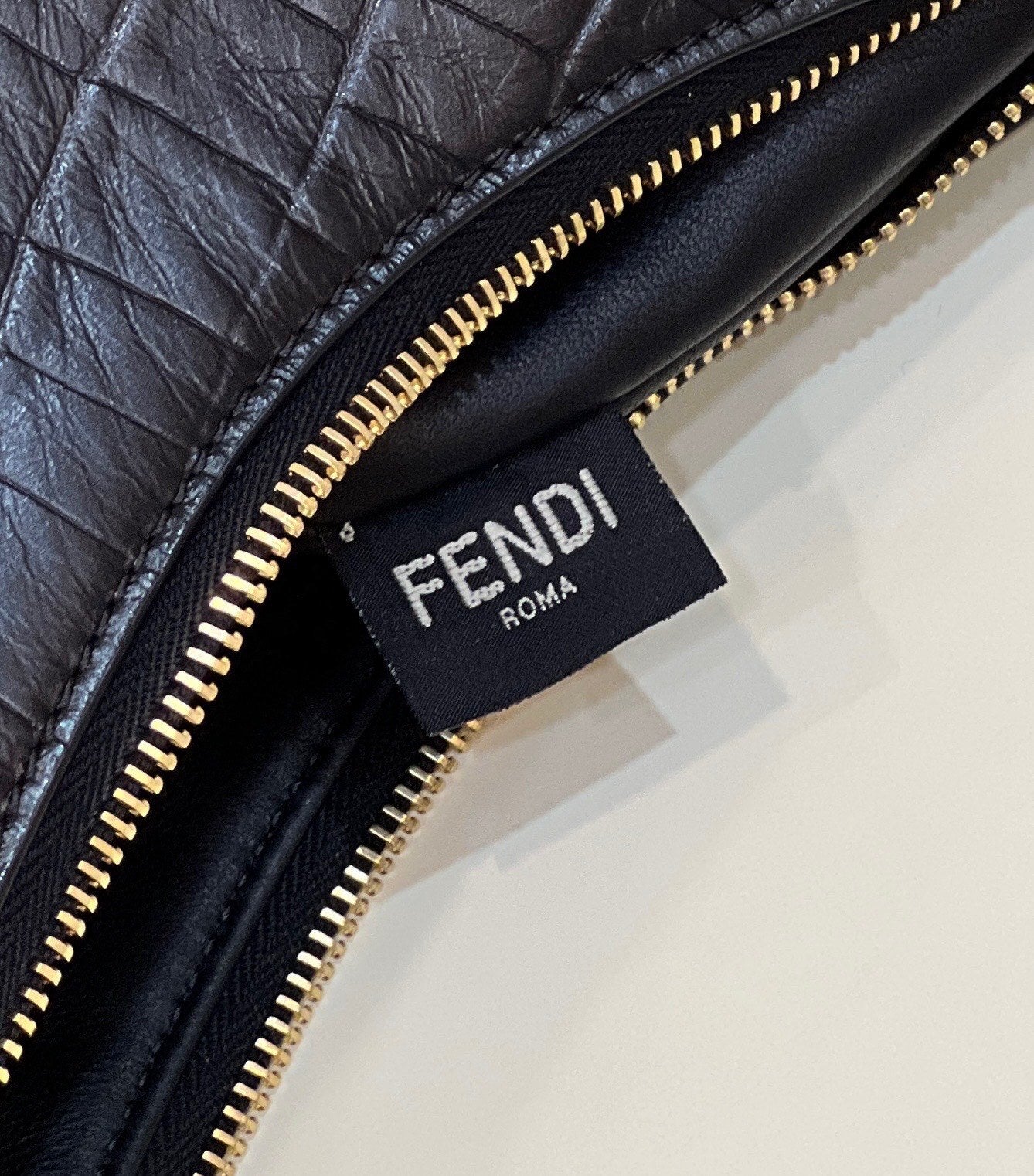 FENDI Fendigraphy Croc-Embossed Handbag