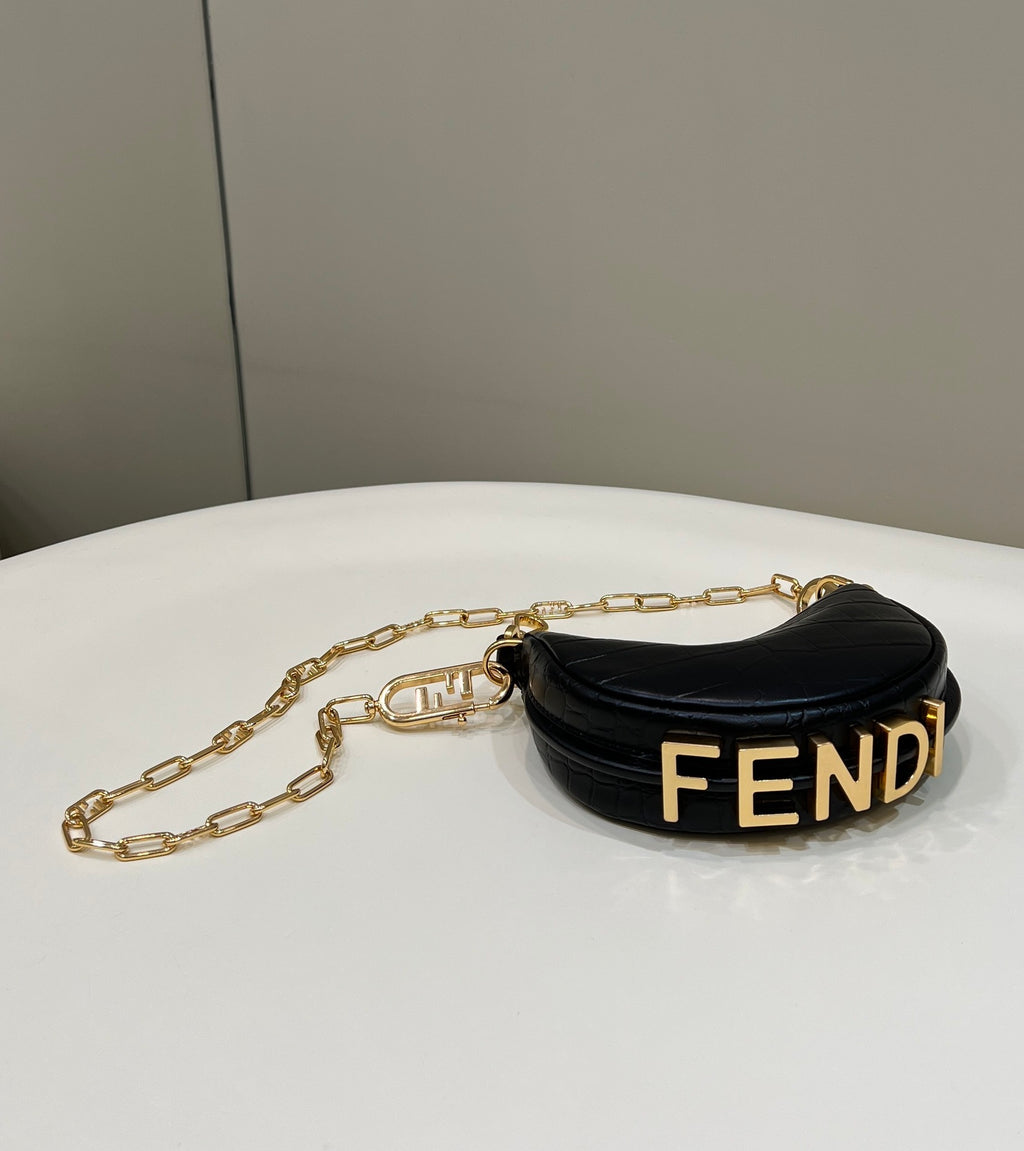 FENDI Fendigraphy Croc-Embossed Mini Handbag