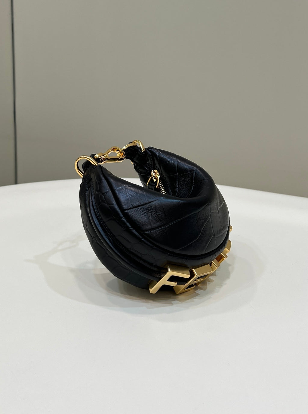 FENDI Fendigraphy Croc-Embossed Mini Handbag