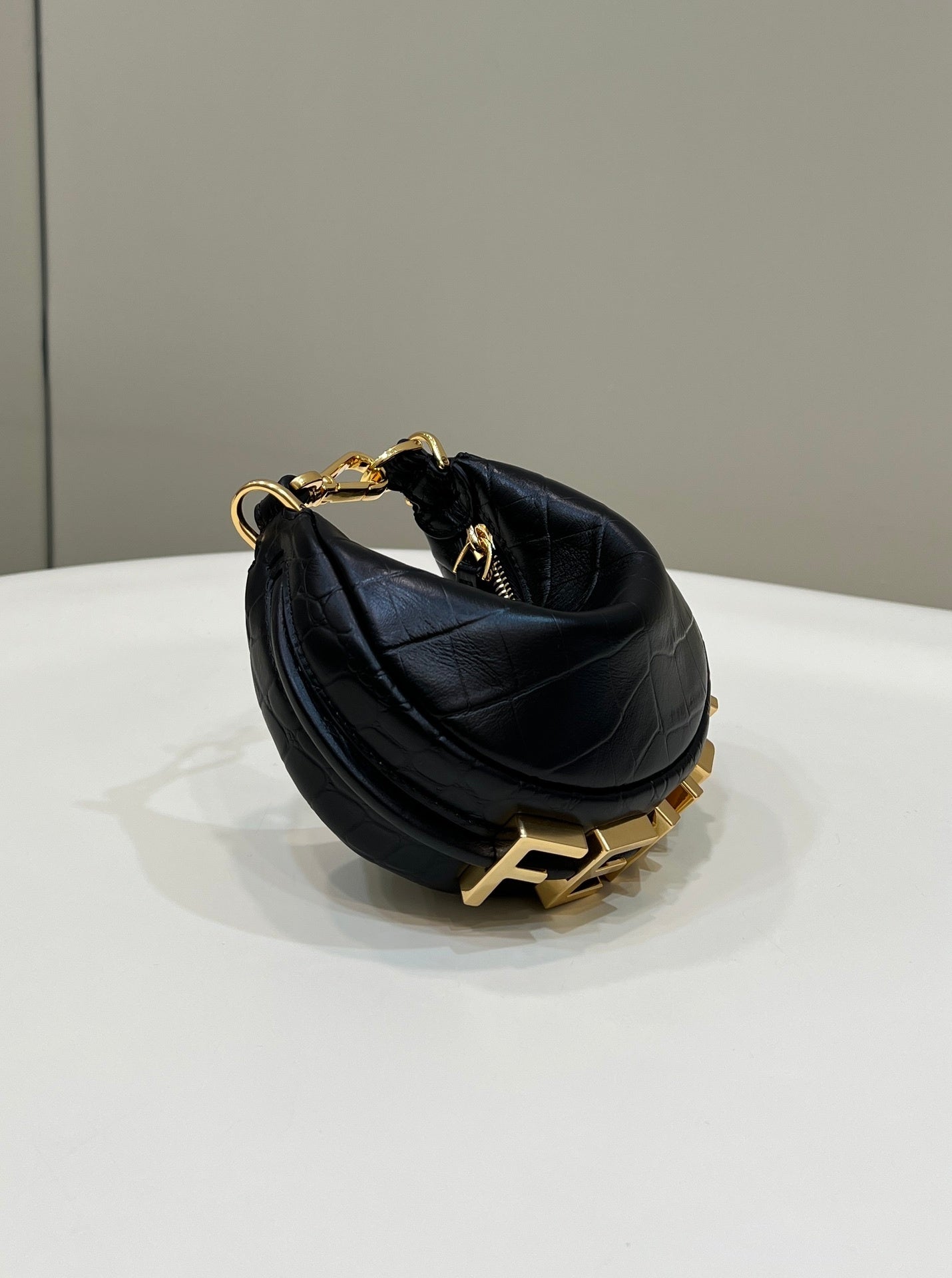 FENDI Fendigraphy Croc-Embossed Mini Handbag