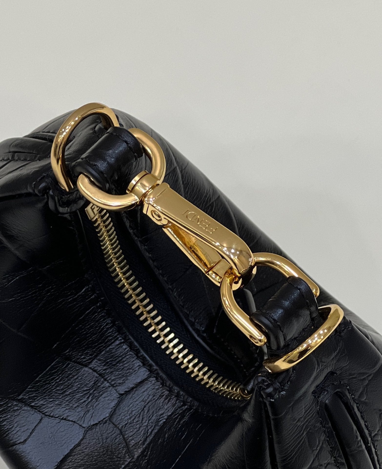 FENDI Fendigraphy Croc-Embossed Mini Handbag