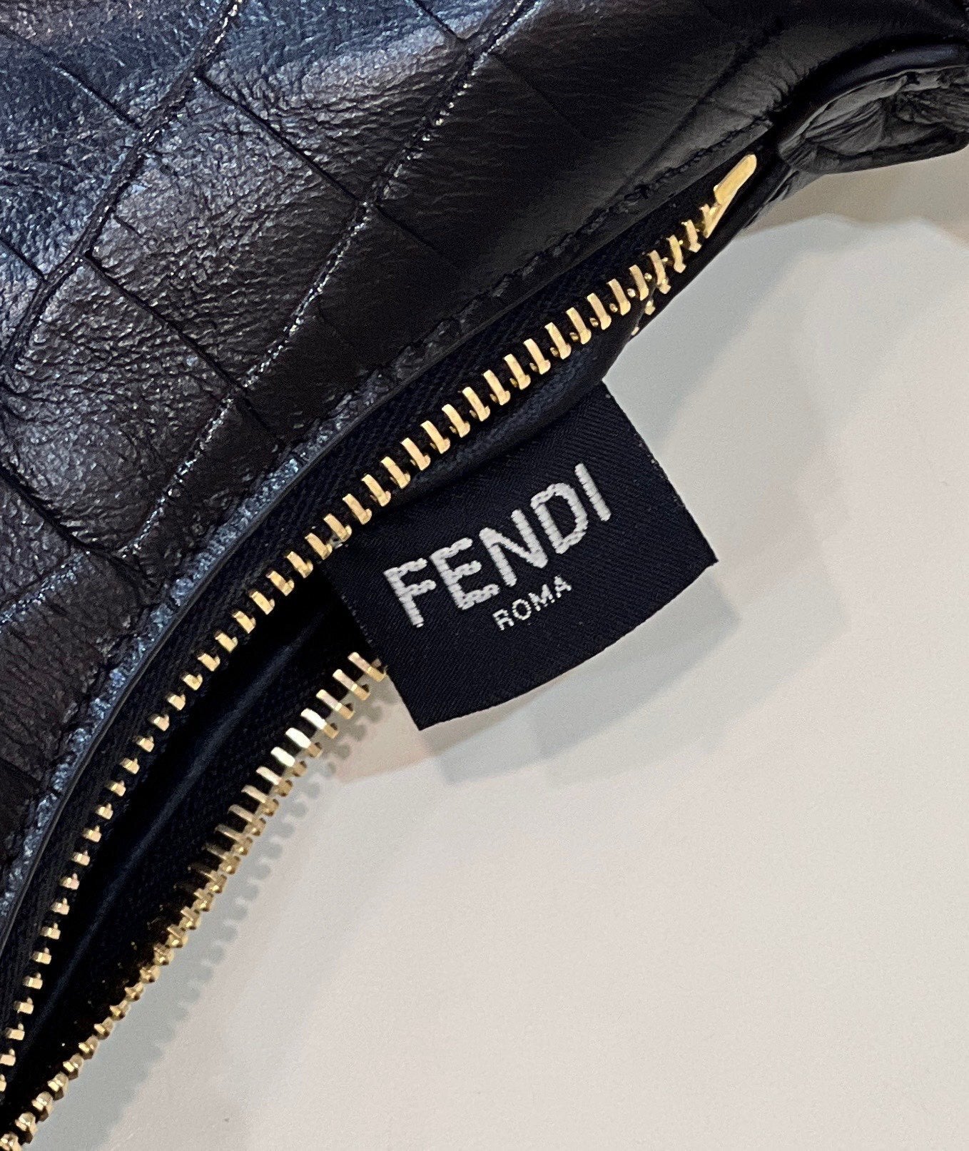 FENDI Fendigraphy Croc-Embossed Mini Handbag