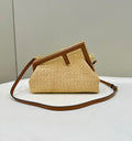 FENDI First Raffia Woven Clutch