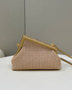 FENDI First Raffia Woven Clutch