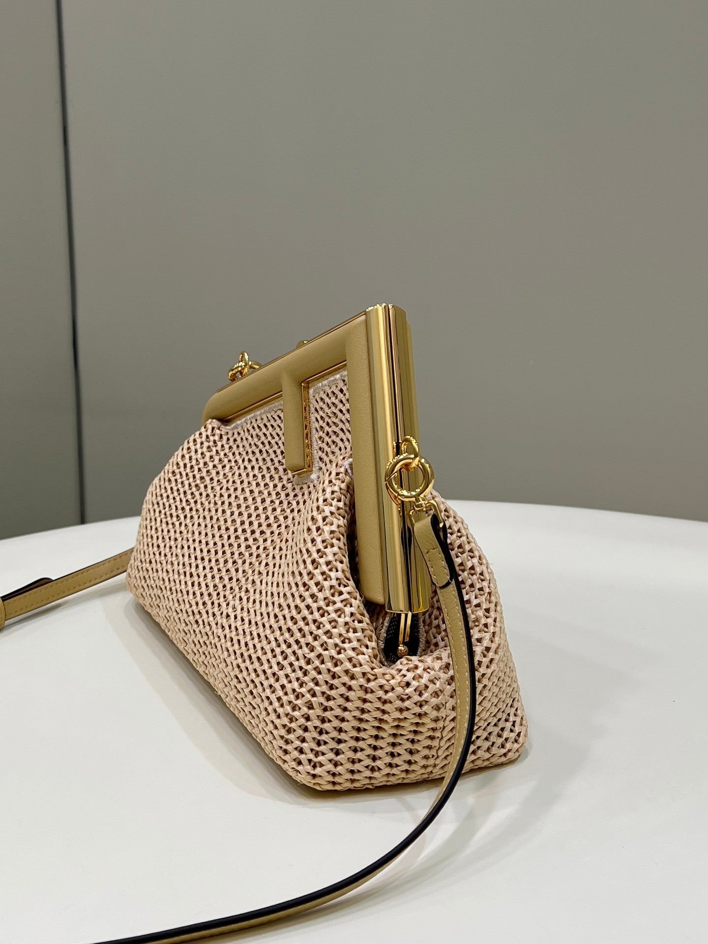 FENDI First Raffia Woven Clutch