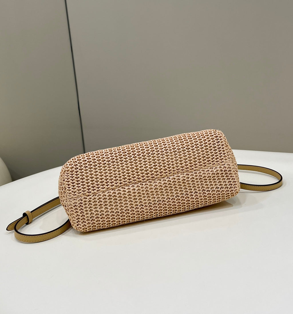 FENDI First Raffia Woven Clutch