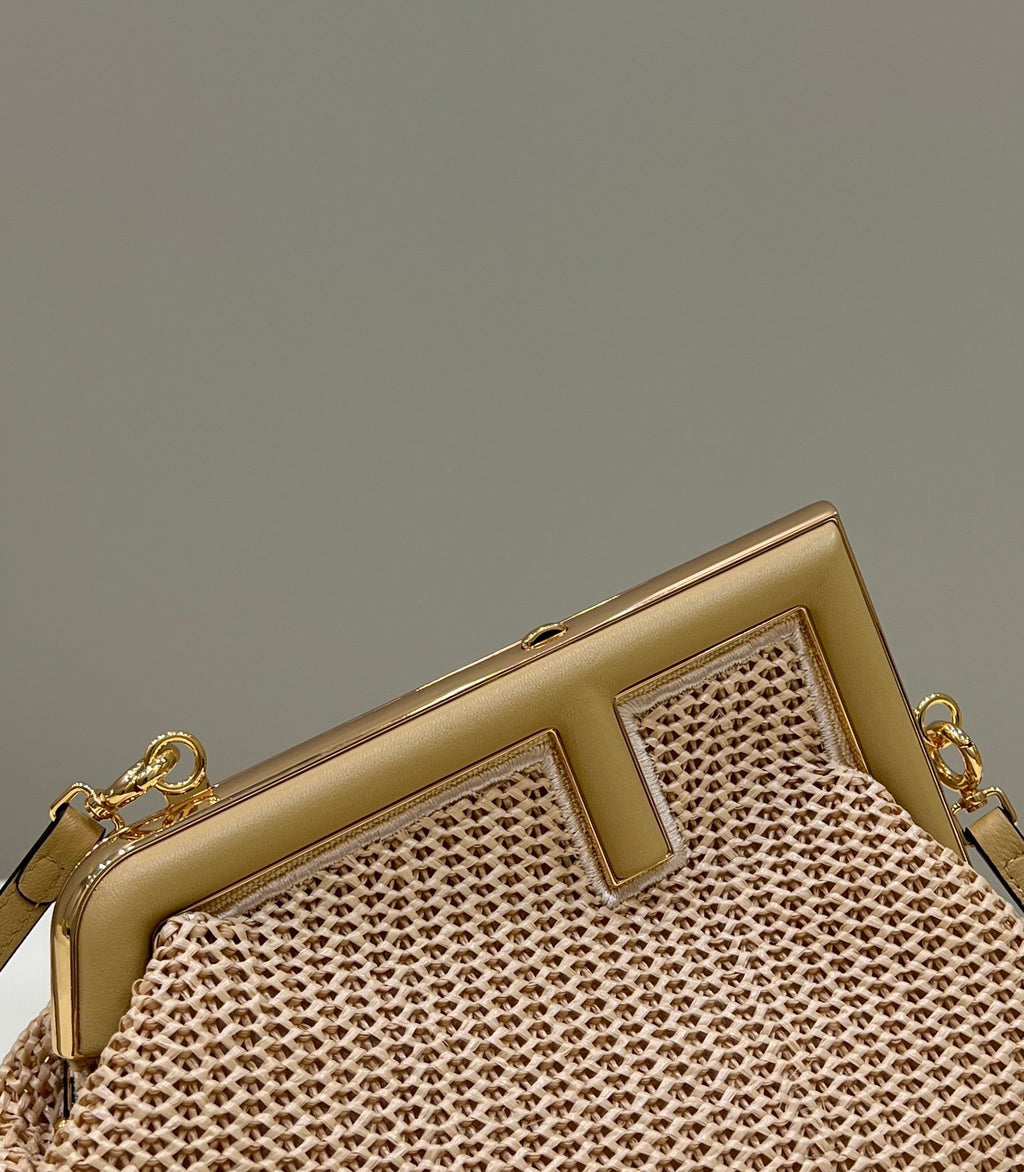 FENDI First Raffia Woven Clutch