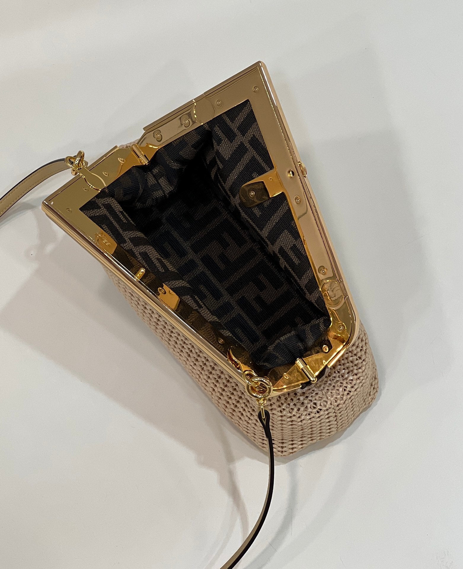 FENDI First Raffia Woven Clutch