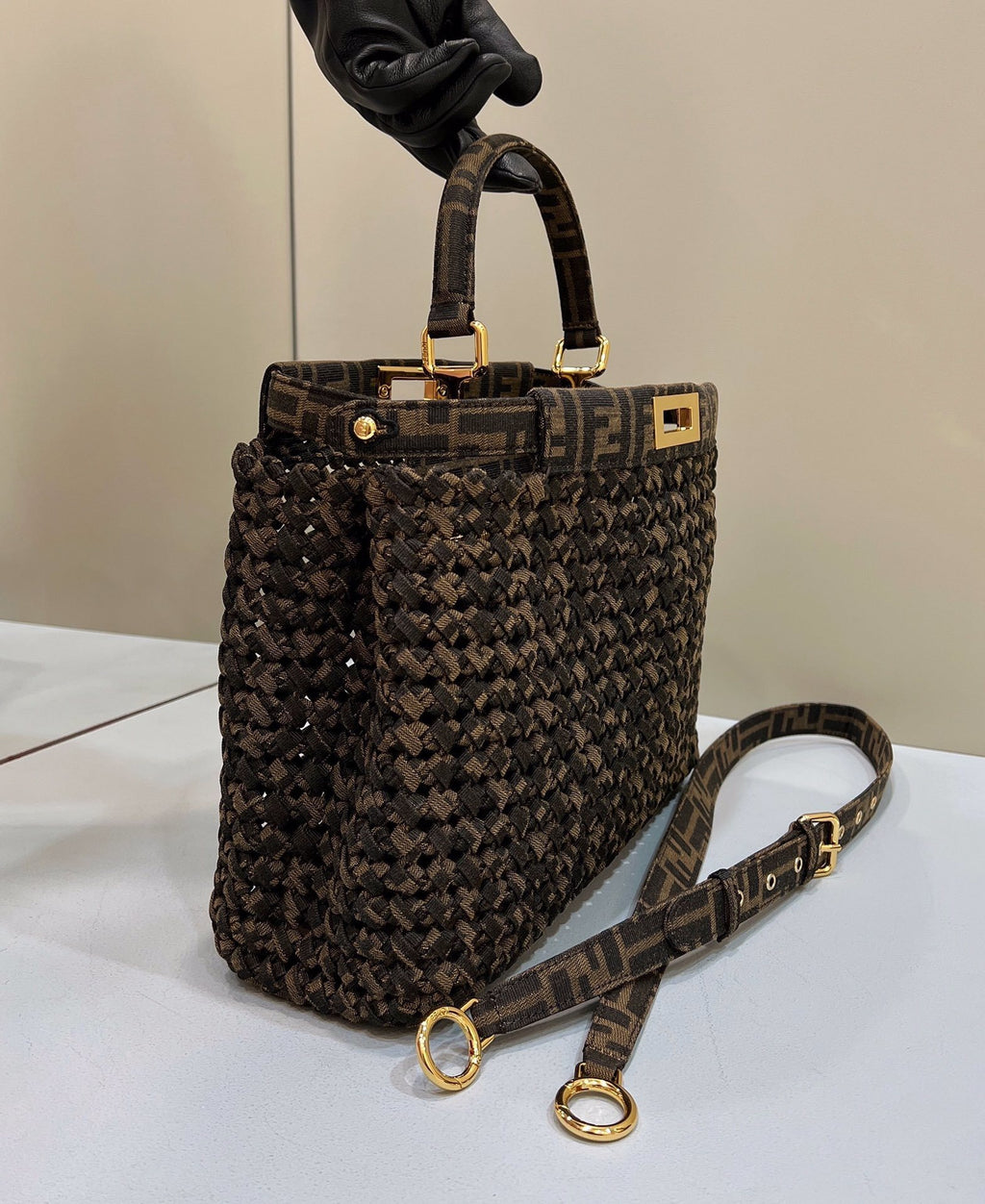 FENDI Peekaboo Woven Upgrade Handbag