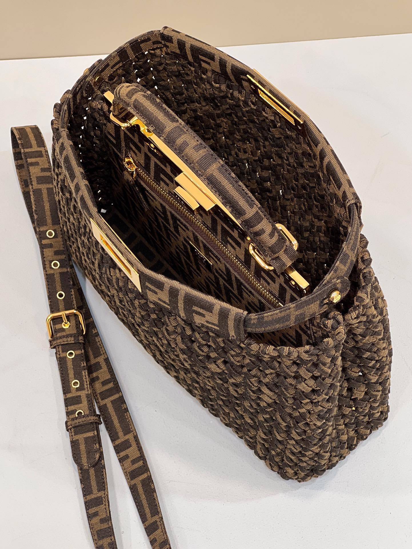 FENDI Peekaboo Woven Upgrade Handbag