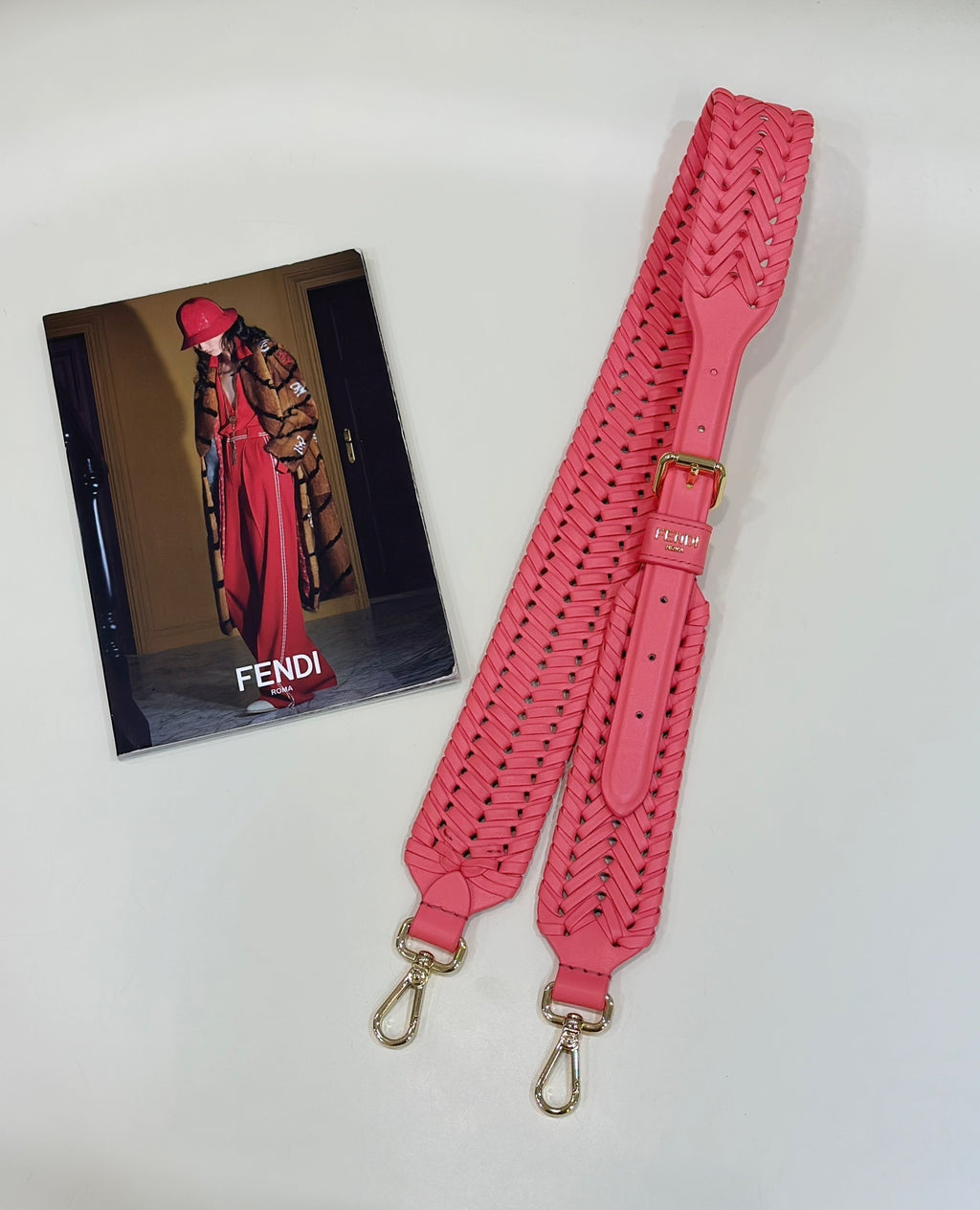 FENDI Woven Leather Shoulder Strap