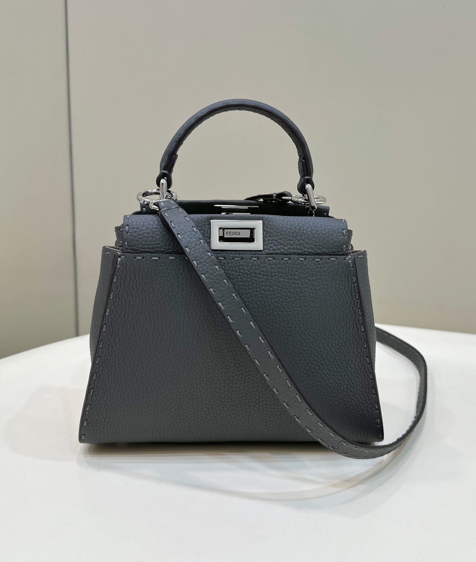 FENDI Classic Peekaboo Leather Handbag