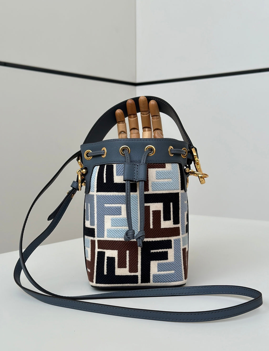 FENDI Denim FF Mini Bucket Bag