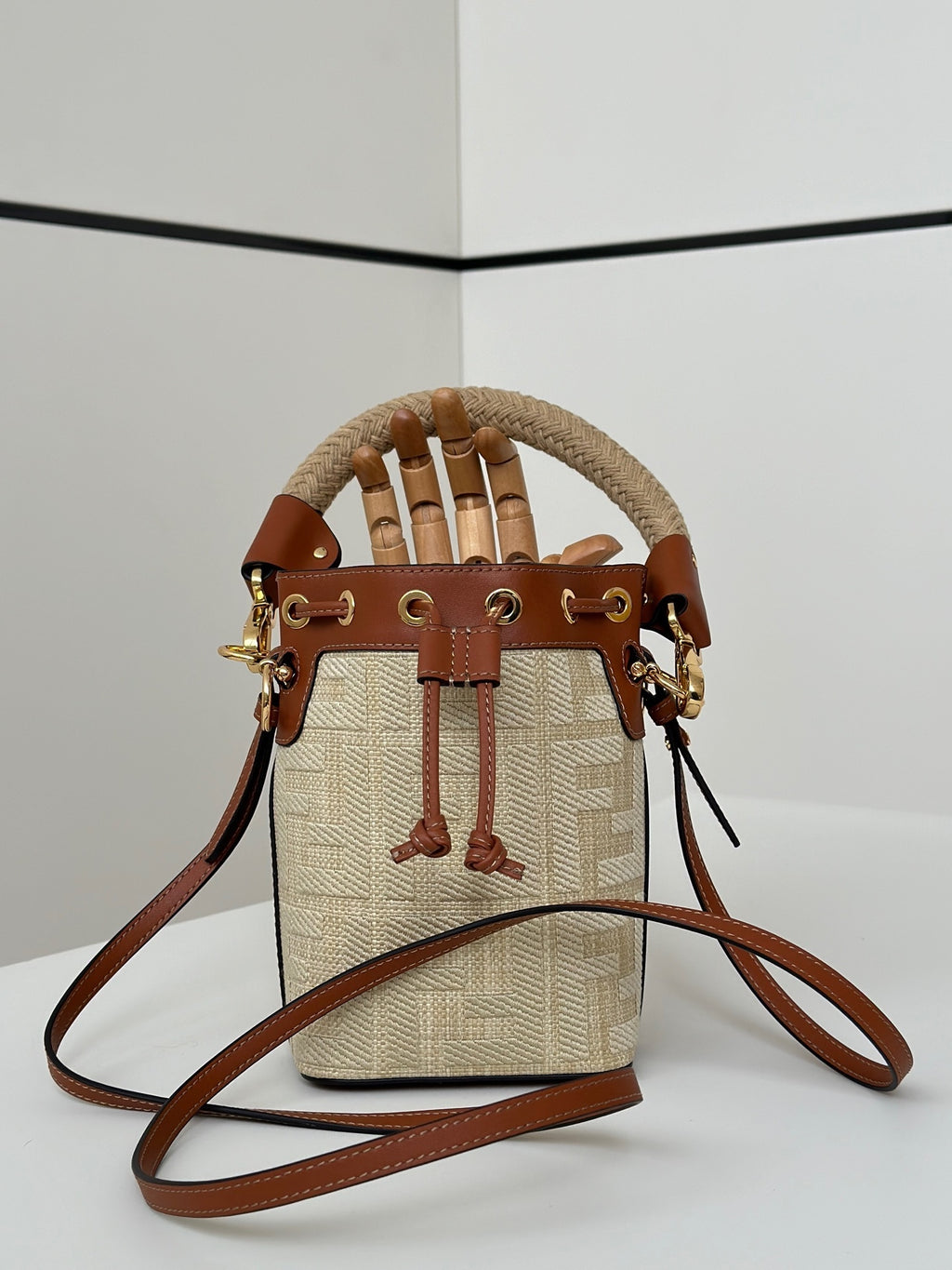 FENDI Denim FF Mini Bucket Bag