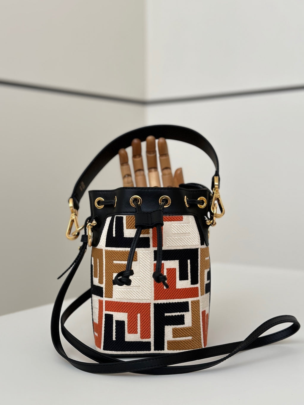 FENDI Denim FF Mini Bucket Bag