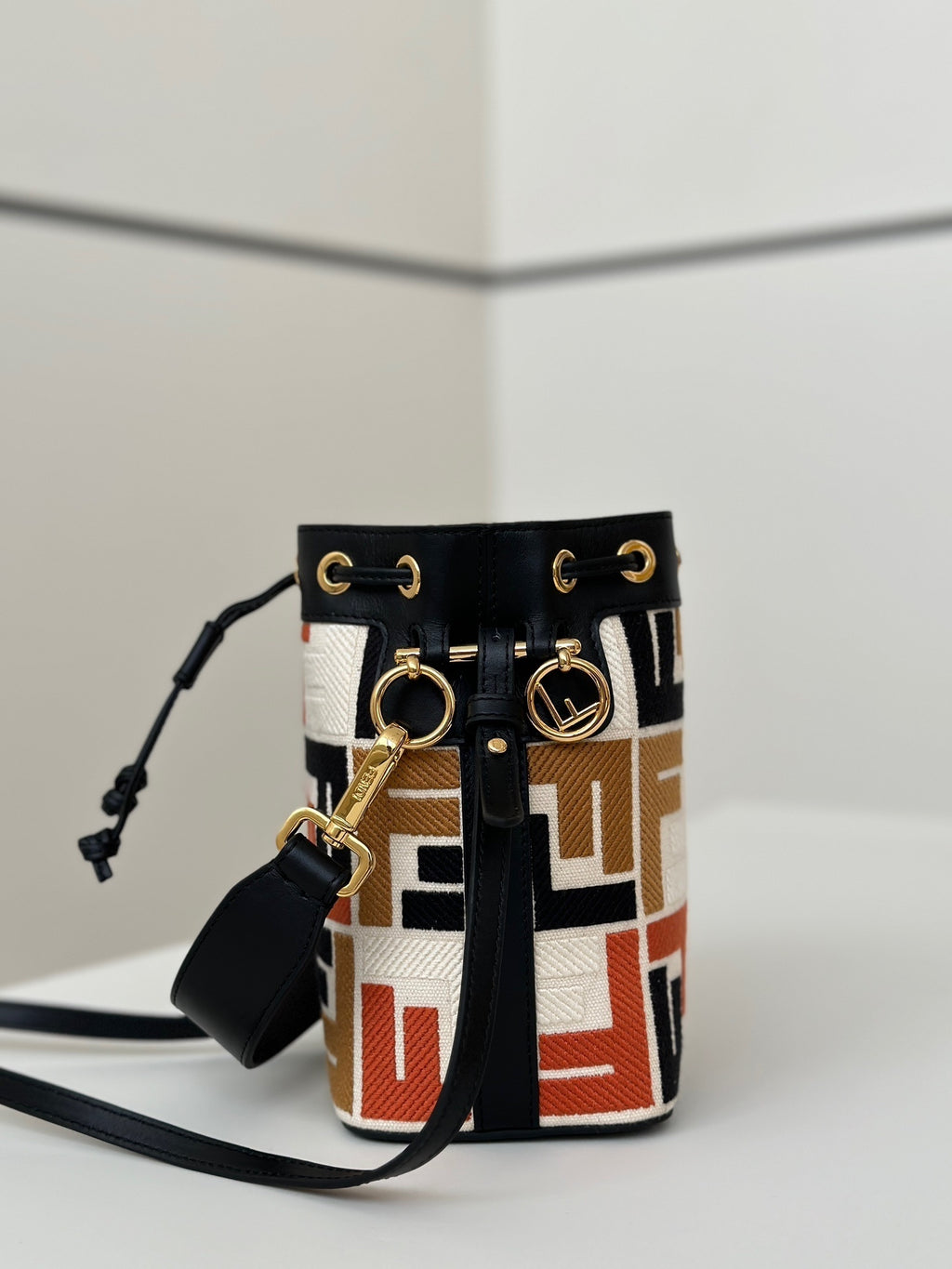 FENDI Denim FF Mini Bucket Bag