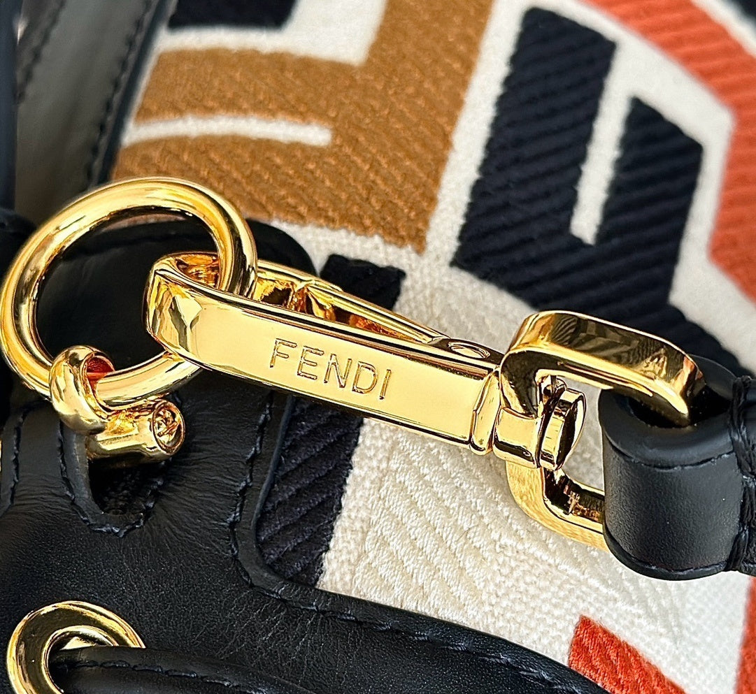 FENDI Denim FF Mini Bucket Bag