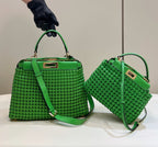 FENDI Peekaboo Handwoven Leather Handbag
