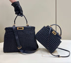FENDI Peekaboo Handwoven Leather Handbag
