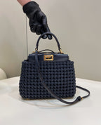 FENDI Peekaboo Handwoven Leather Handbag
