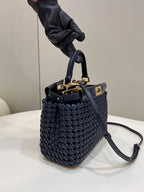FENDI Peekaboo Handwoven Leather Handbag