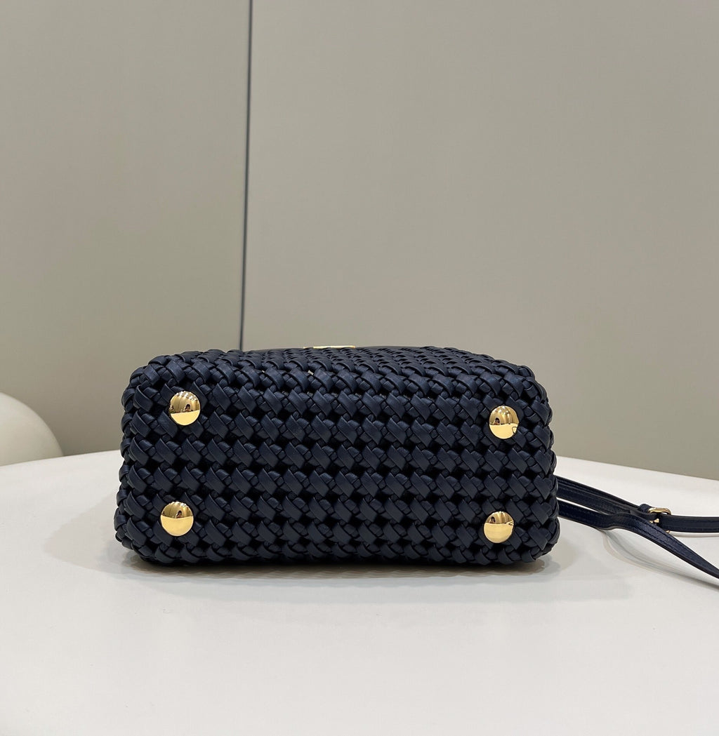FENDI Peekaboo Handwoven Leather Handbag