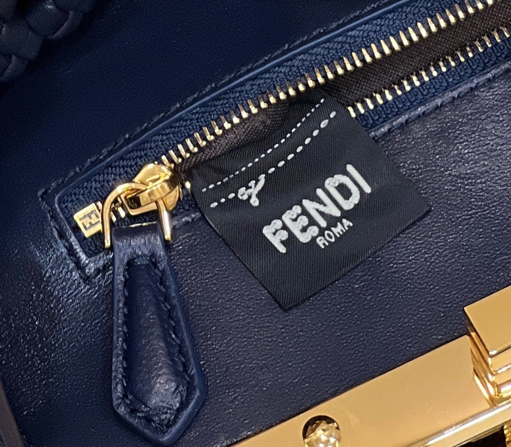 FENDI Peekaboo Handwoven Leather Handbag