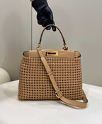 FENDI Peekaboo Handwoven Lambskin Runway Handbag