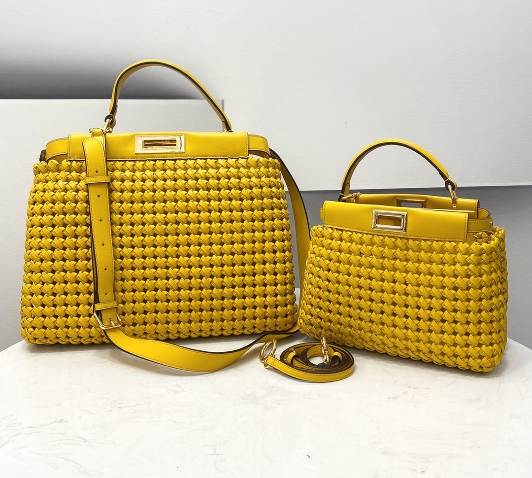 FENDI Peekaboo Handwoven Lambskin Runway Handbag