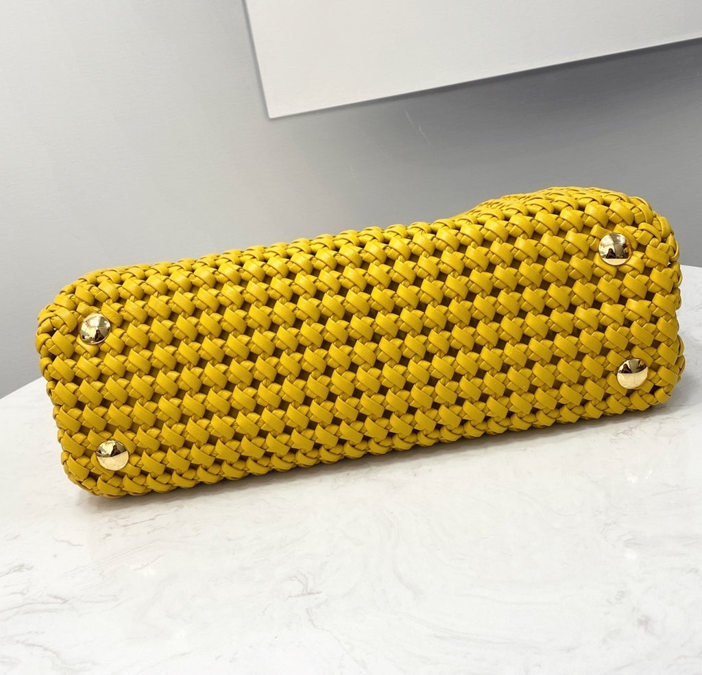 FENDI Peekaboo Handwoven Lambskin Runway Handbag