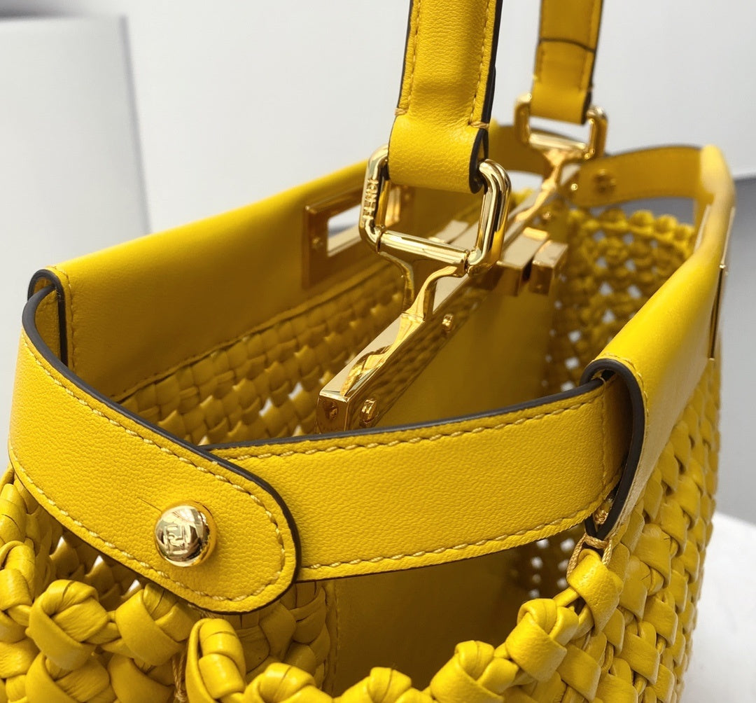 FENDI Peekaboo Handwoven Lambskin Runway Handbag