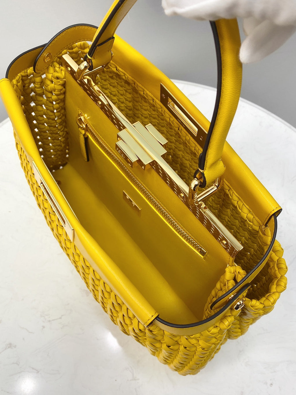FENDI Peekaboo Handwoven Lambskin Runway Handbag