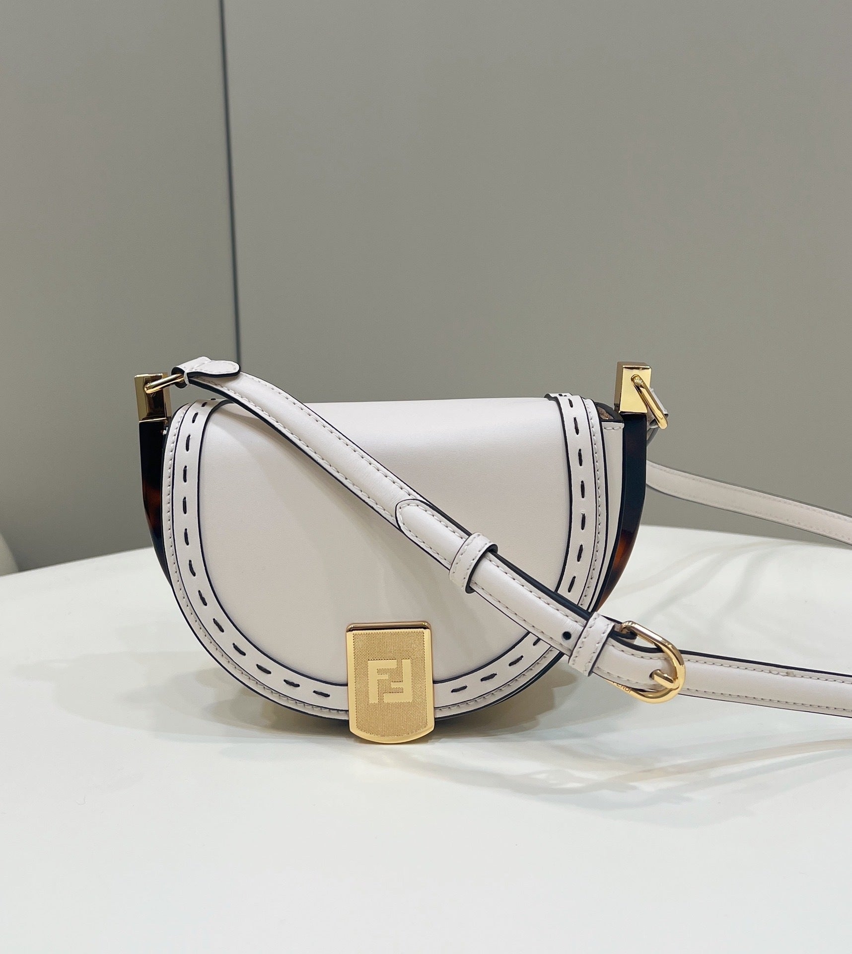 FENDI Saddle Runway Leather Handbag