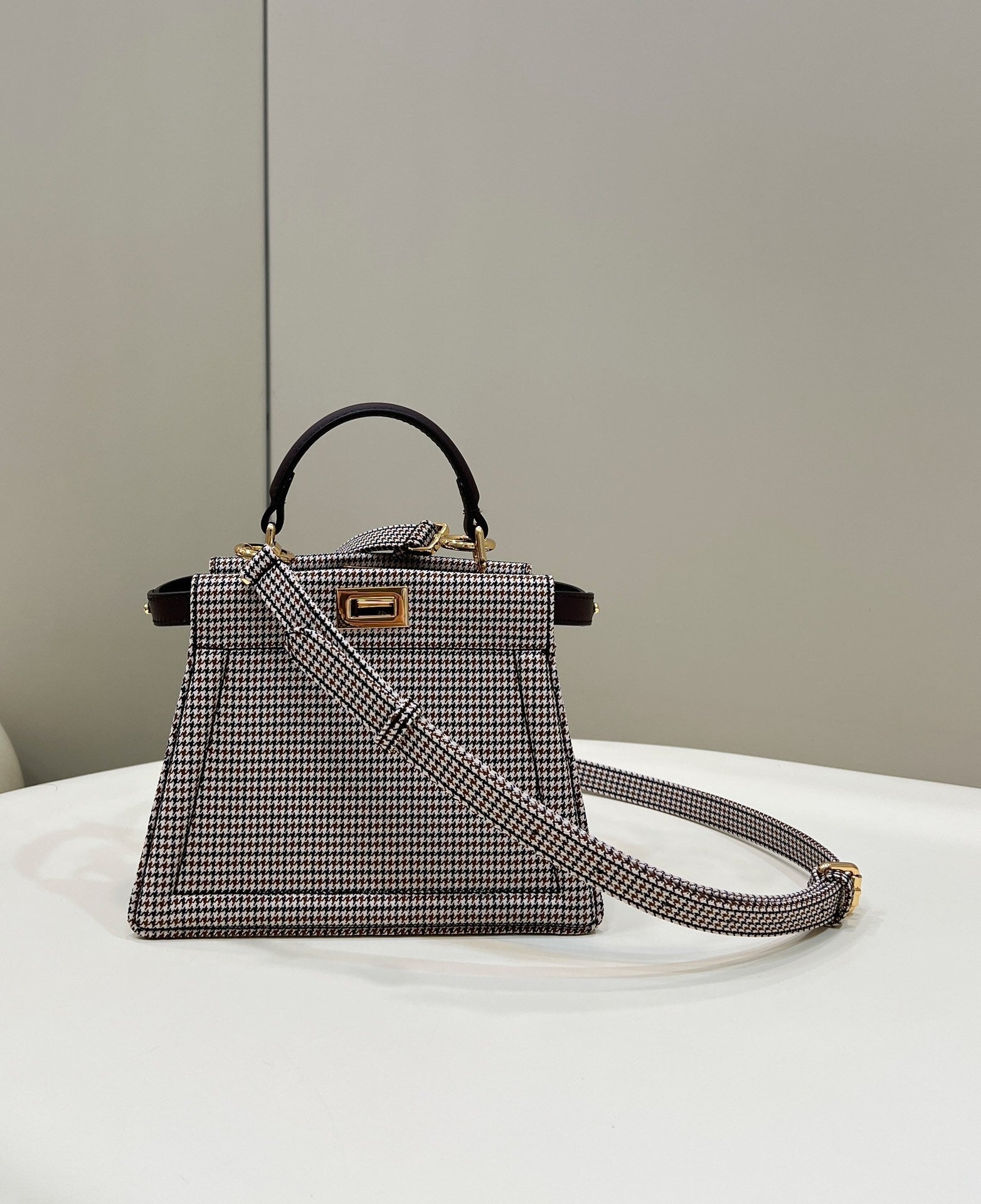 FENDI Peekaboo Petit Houndstooth Handbag