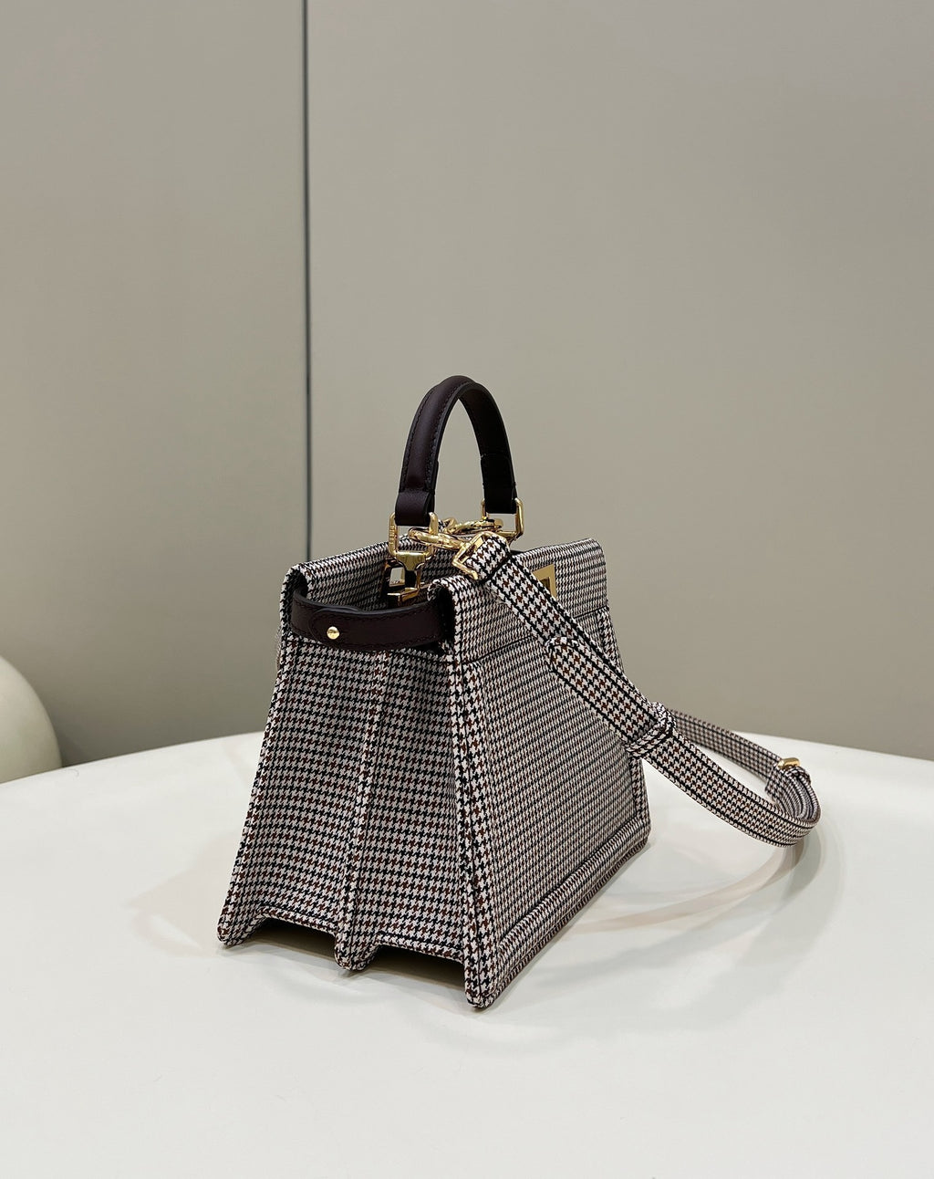 FENDI Peekaboo Petit Houndstooth Handbag