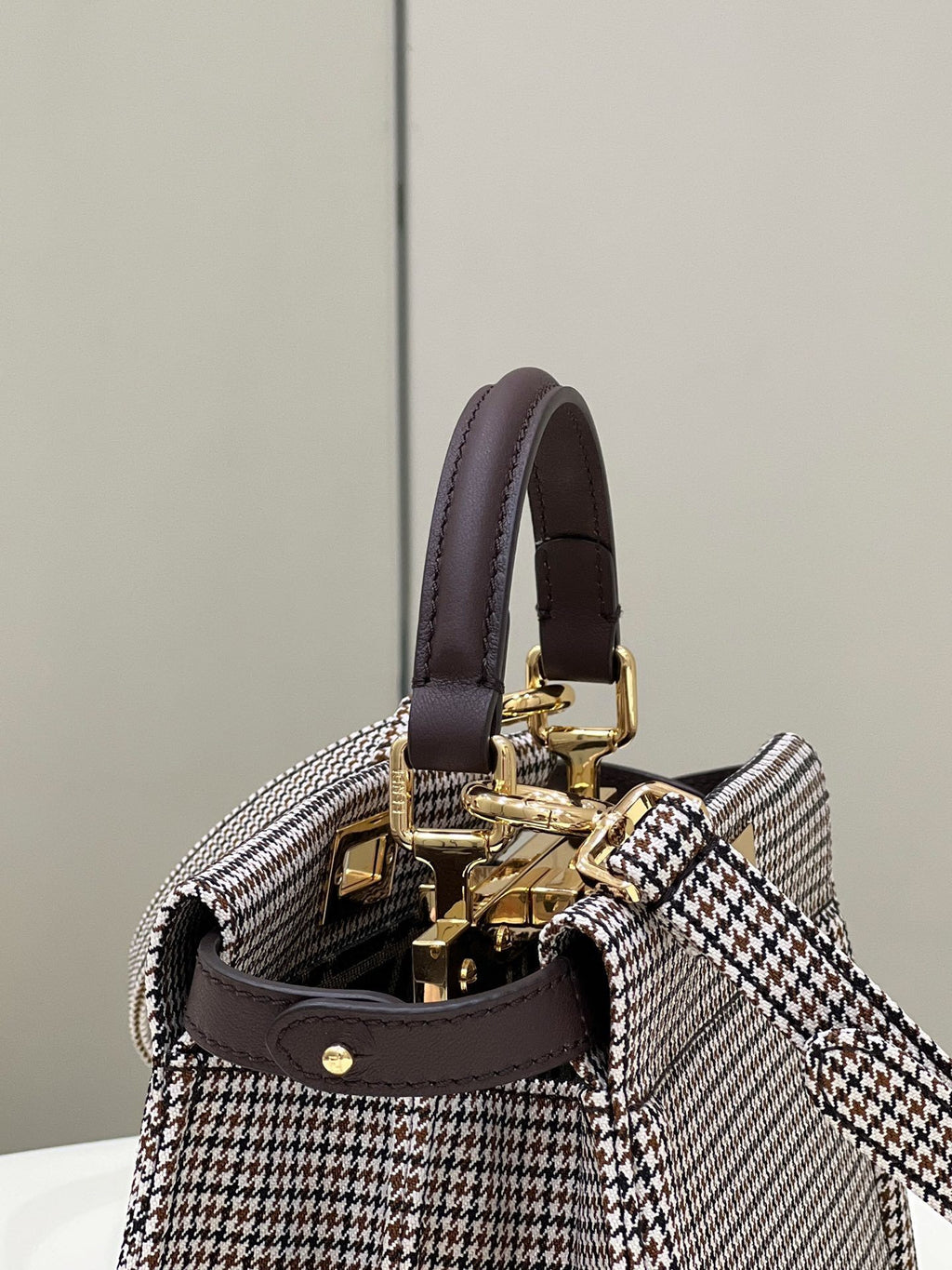 FENDI Peekaboo Petit Houndstooth Handbag