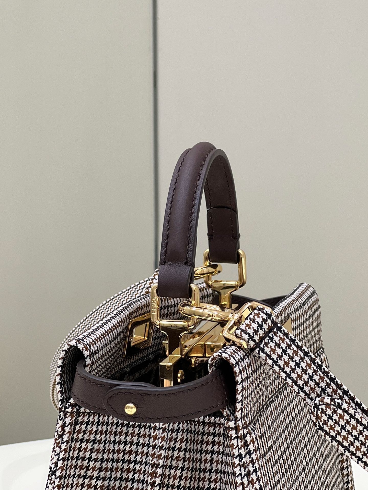FENDI Peekaboo Petit Houndstooth Handbag