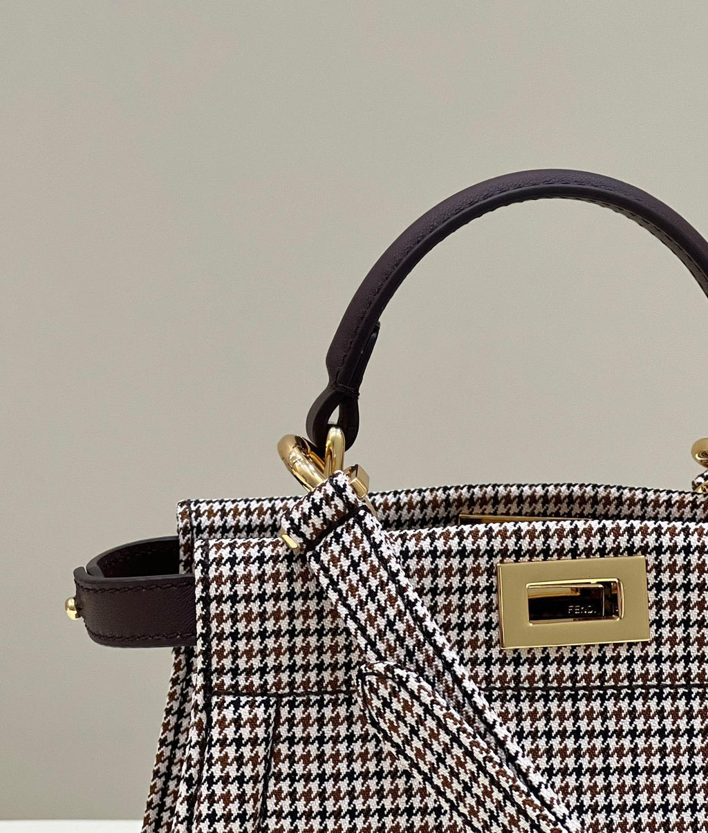 FENDI Peekaboo Petit Houndstooth Handbag