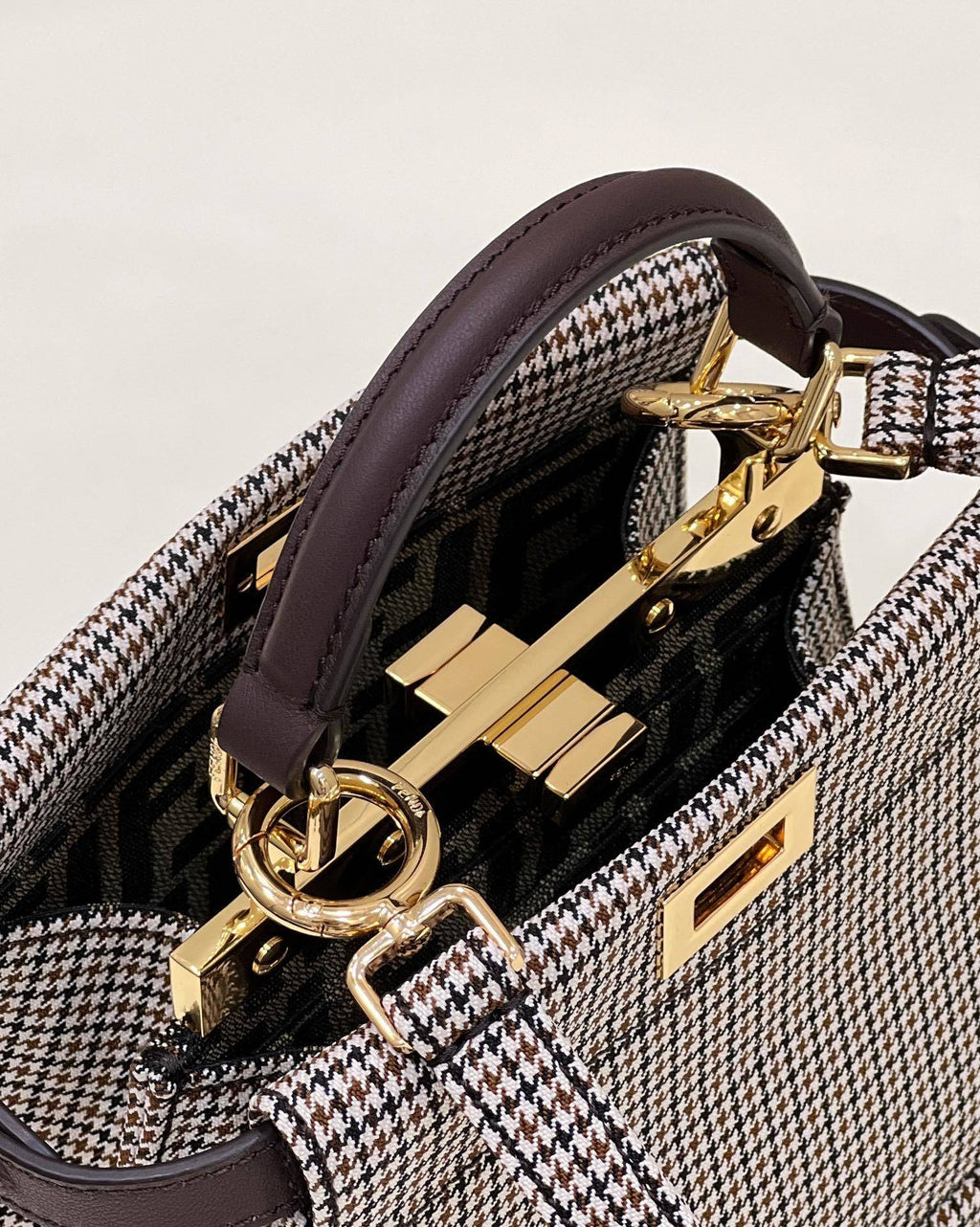 FENDI Peekaboo Petit Houndstooth Handbag