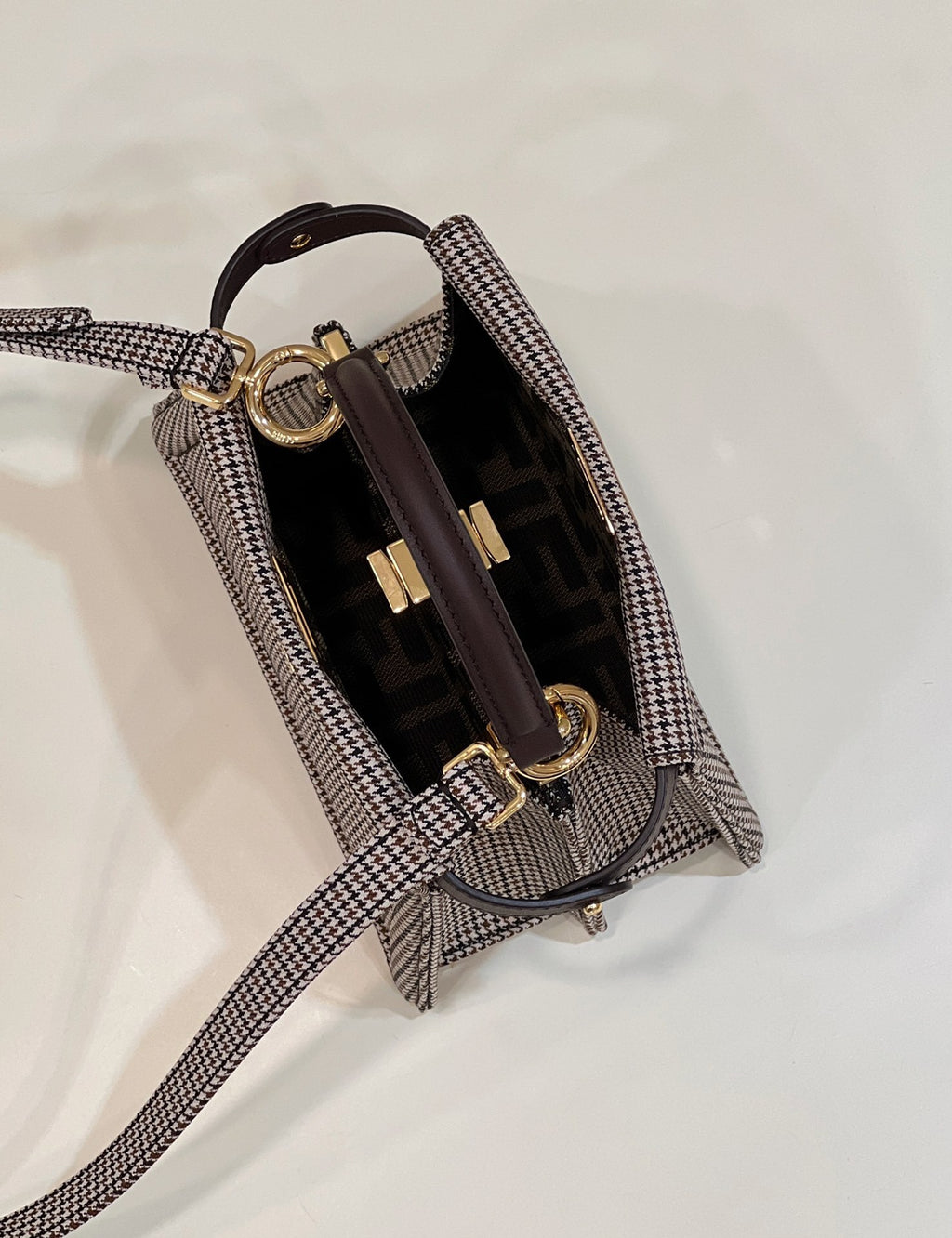 FENDI Peekaboo Petit Houndstooth Handbag