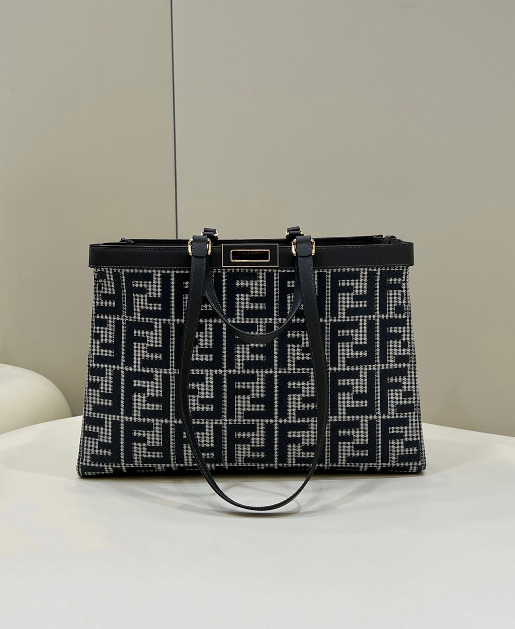 FENDI Houndstooth FF Embroidered Tote